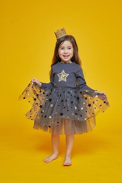 Mia 2 Star Tutu Dress Charcoal