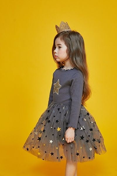 Mia 2 Star Tutu Dress Charcoal