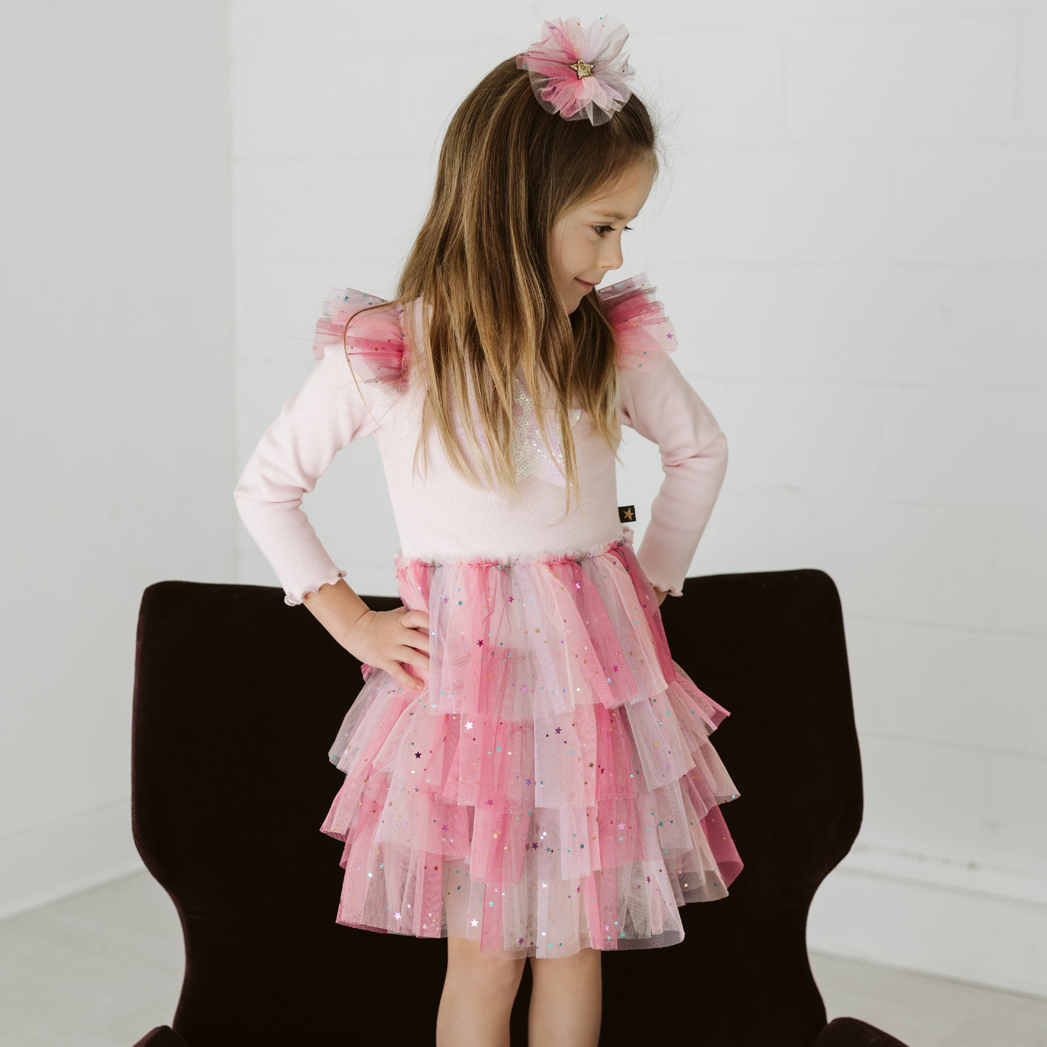 layered tutu dress Pink Ruffle Layered Tutu Dress With Sequins