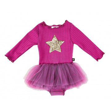 Baby PH LS Star Tutu Onesie Berry