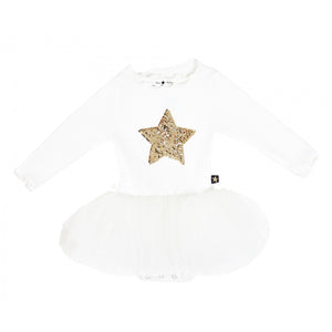Baby PH LS Star Tutu Onesie White