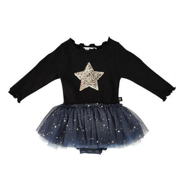 Baby Sparkle Tutu Onesie Charcoal