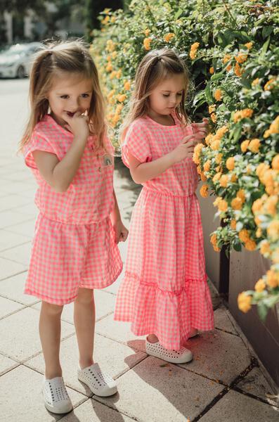 PH Long Dress Pink Checker