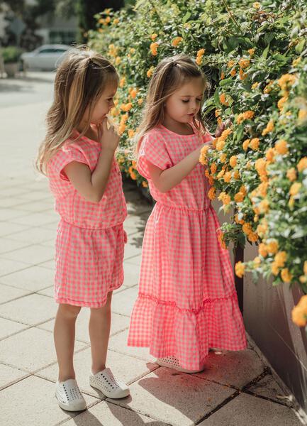 PH Long Dress Pink Checker