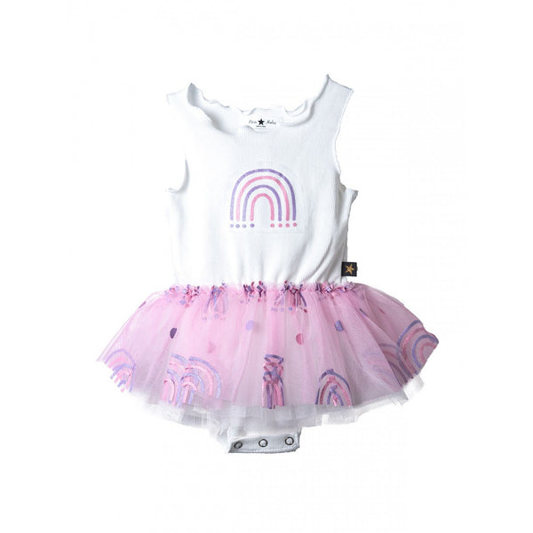 Glitter Rainbow Baby Onesie Pink