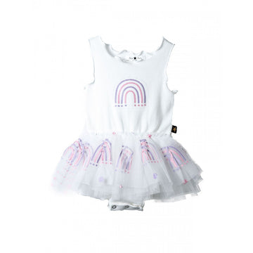 Glitter Rainbow Baby Onesie White