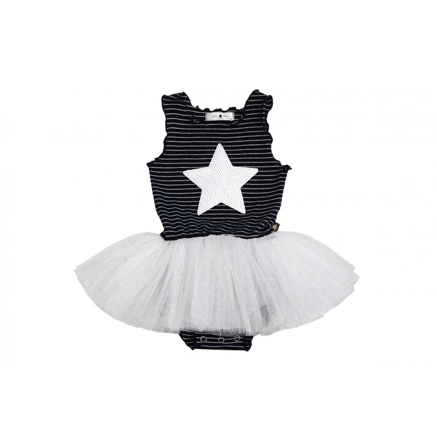 Baby Stripe Star Tutu Dress Navy