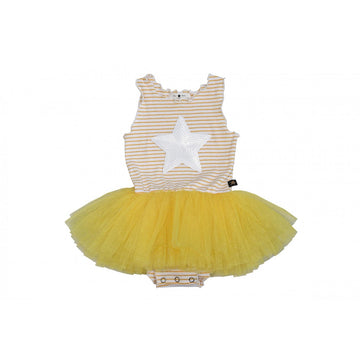 Baby Stripe Star Tutu Dress Yellow
