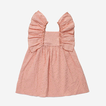 pink Flutter-Sleeve Dress 
